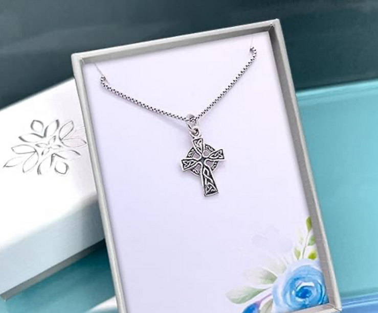 Sterling 925 Silver Keltic Cross Pendant 1 mm