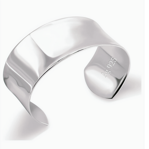 Exaggerated Silver Open Cuff – Premium 925 Sterling Silver Bangle