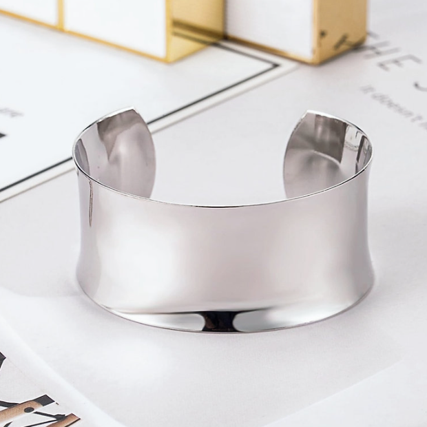 Exaggerated Silver Open Cuff – Premium 925 Sterling Silver Bangle