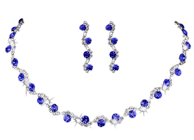 Elegant Blue Crystal Jewelry Set – Necklace & Matching Earrings