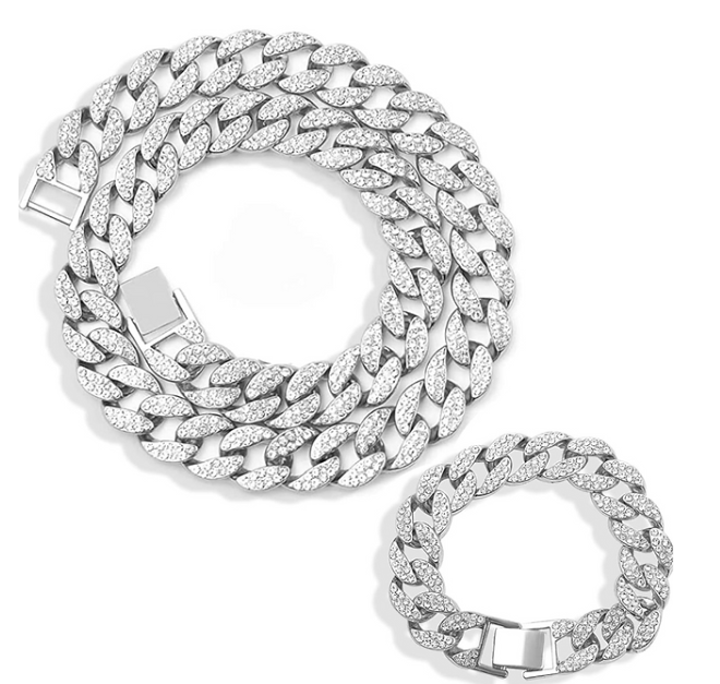 Fashion Set: Sparkling Chain With Bracelet 1.3 cm