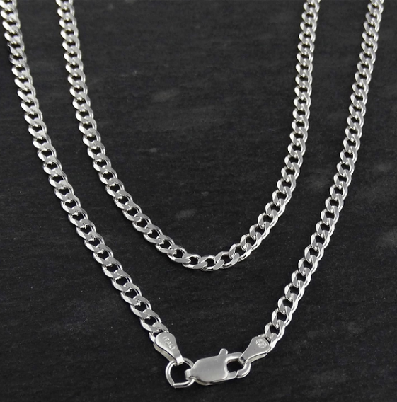 Unisex 3mm Silver Curb Chain – Premium 925 Sterling Silver 24"