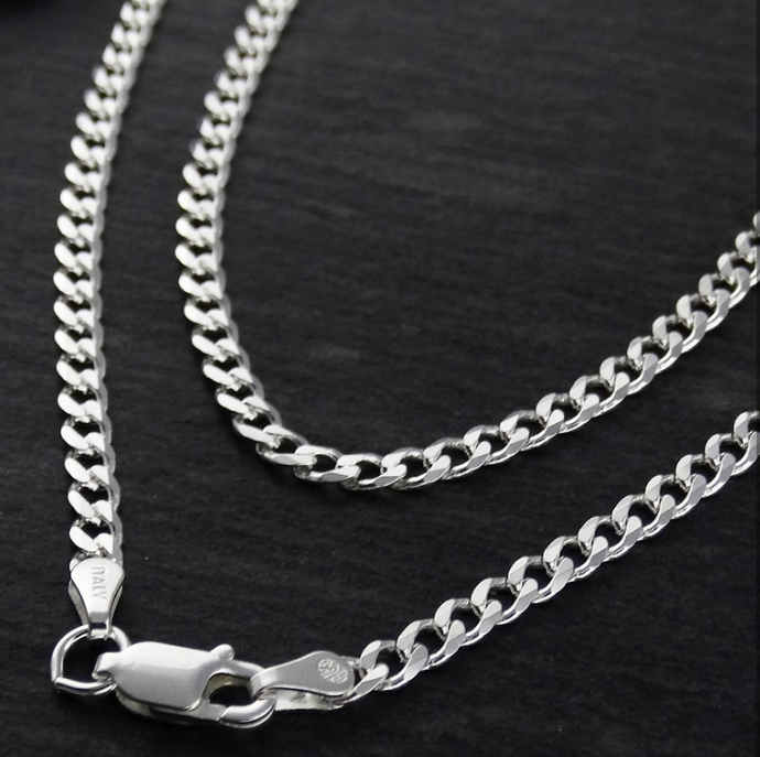 Unisex 3mm Silver Curb Chain – Premium 925 Sterling Silver 24