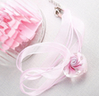 Romantic Pink Glass Rose Heart Pendant Necklace & Earrings Set