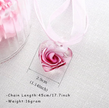 Romantic Pink Glass Rose Heart Pendant Necklace & Earrings Set