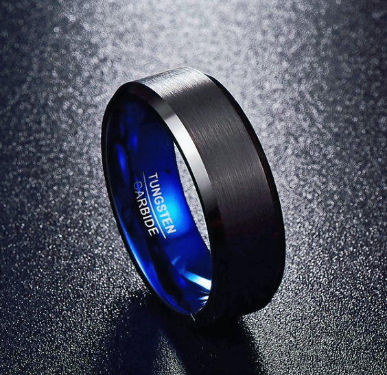 10mm Tungsten Carbide Ring – Bold Blue Inner Band Men's Wedding Ring