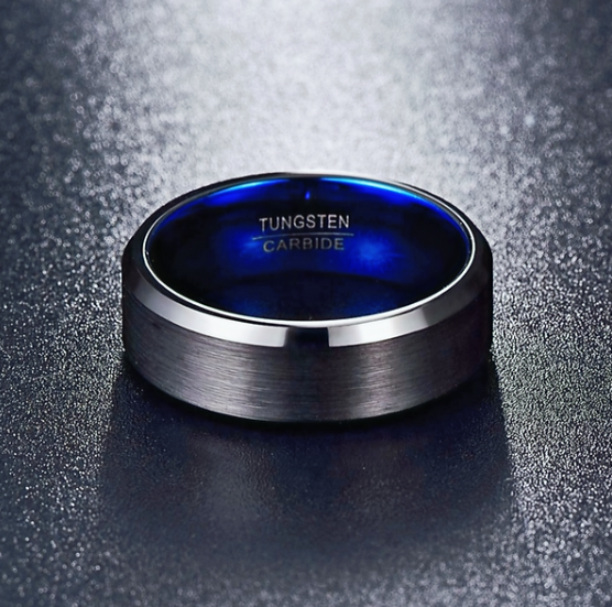 10mm Tungsten Carbide Ring – Bold Blue Inner Band Men's Wedding Ring