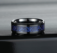 8mm Tungsten Carbide Ring – Blue Carbon Fiber Inlay Wedding Band