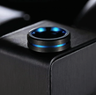 Premium Men’s Titanium Steel Ring – Wide 8mm Blue Accent Band