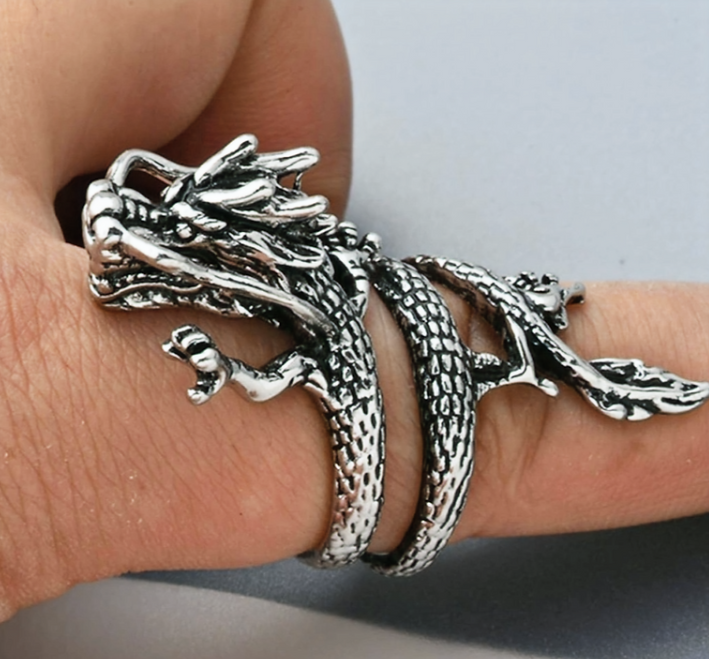 Ethnic Style Dragon Ring 8 mm-6 cm