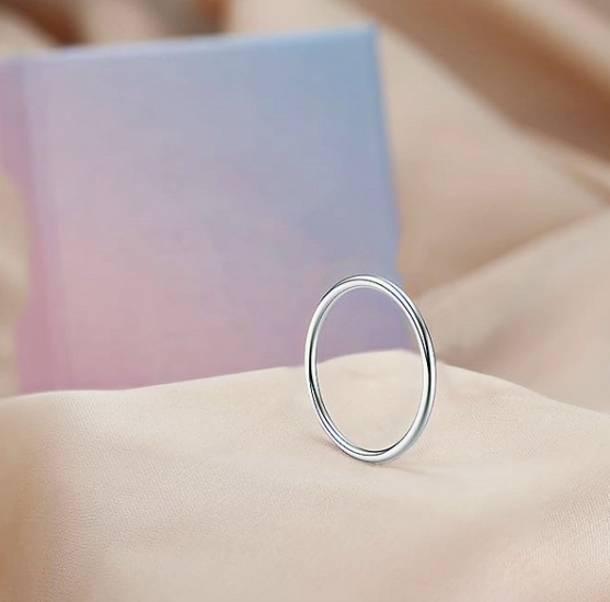 Slim Polished Steel Ring – 1mm Modern Minimalist Band
