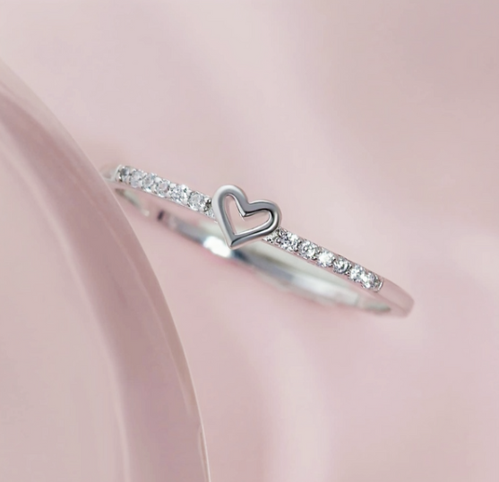 "Sweet Heart" 1.5mm Stainless Steel Ring – Romantic Stackable Band