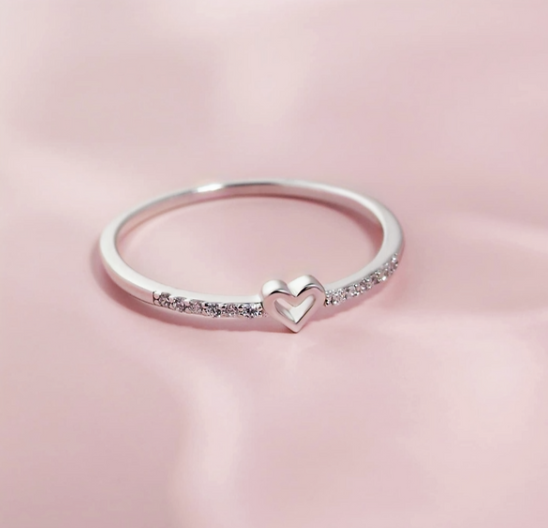 "Sweet Heart" 1.5mm Stainless Steel Ring – Romantic Stackable Band