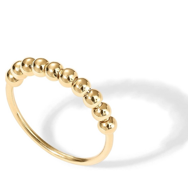 1mm Beaded Gold-Plated Steel Band – Minimalist Stackable Ring
