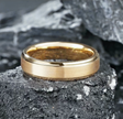 Premium 8mm Tungsten Carbide Wedding Ring – Luxury Gold-Tone Band