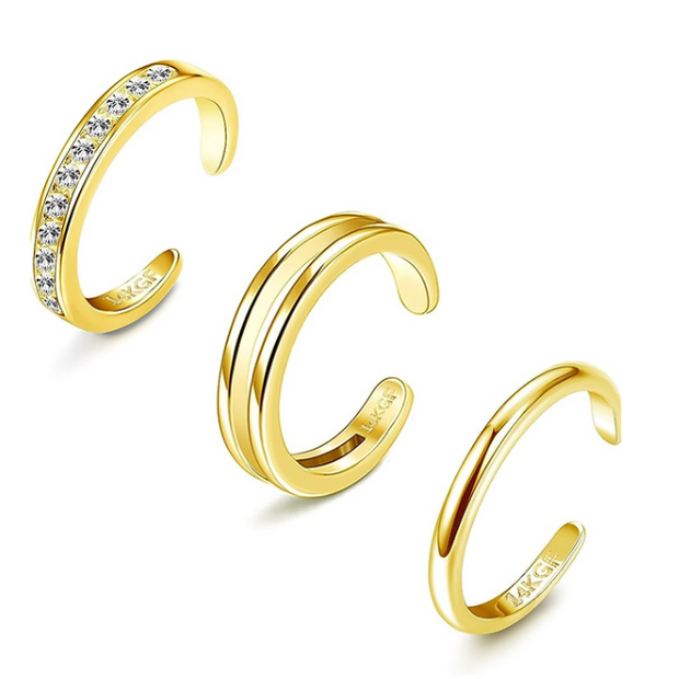 Summer Glow Toe Rings – Stackable Gold-Plated Set of 3