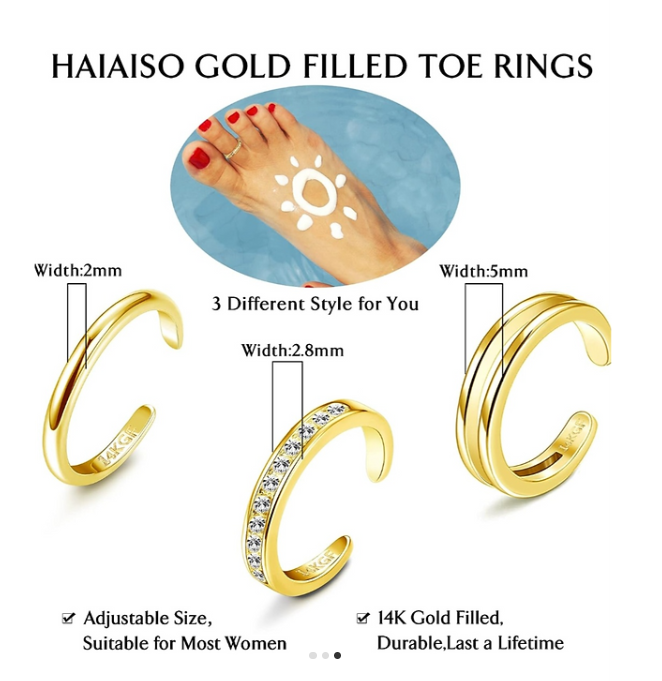 Stainless Steel Foot Rings Set of 3
