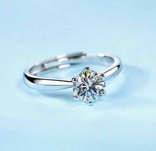 Platinum Plated Stainless Steel Engagement Ring