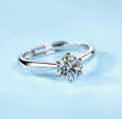 Classic Brilliant-Cut Solitaire Engagement Ring – Platinum Plated Steel Band