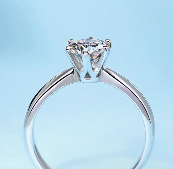 Platinum Plated Stainless Steel Engagement Ring