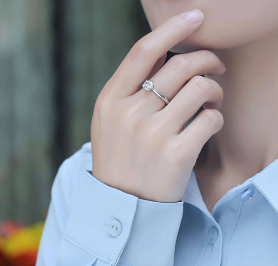 Platinum Plated Stainless Steel Engagement Ring