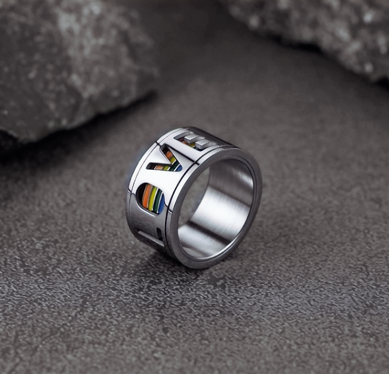 Stainless Steel Rainbow Spinner Ring 11 mm