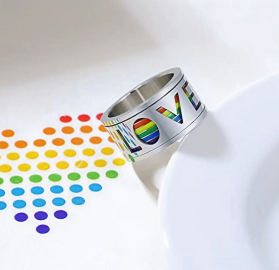 Stainless Steel Rainbow Spinner Ring 11 mm