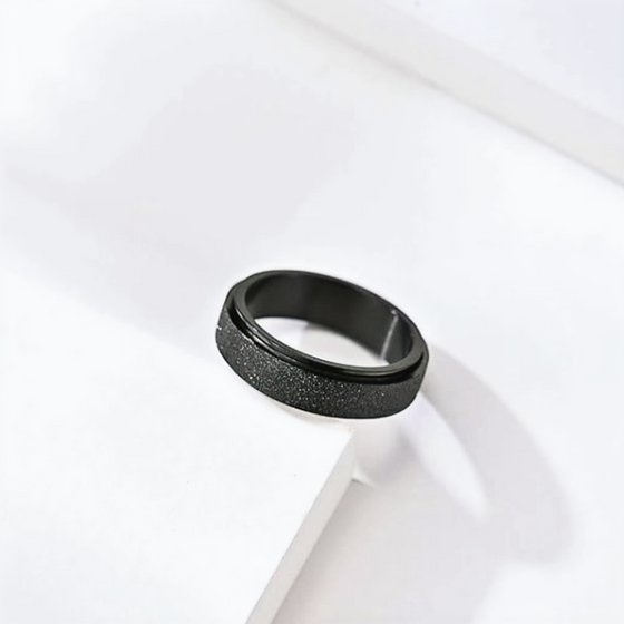 Black Stainless Steel Spinner Ring – Fidget Anxiety Band