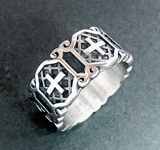 Gothic Christian Cross Band Ring