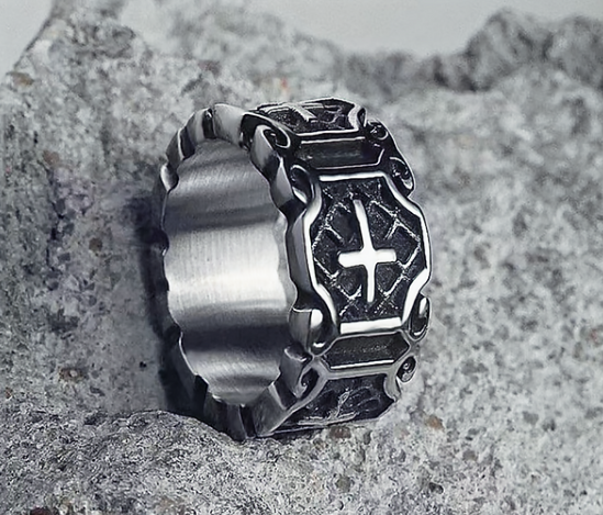 Gothic Christian Cross Band Ring