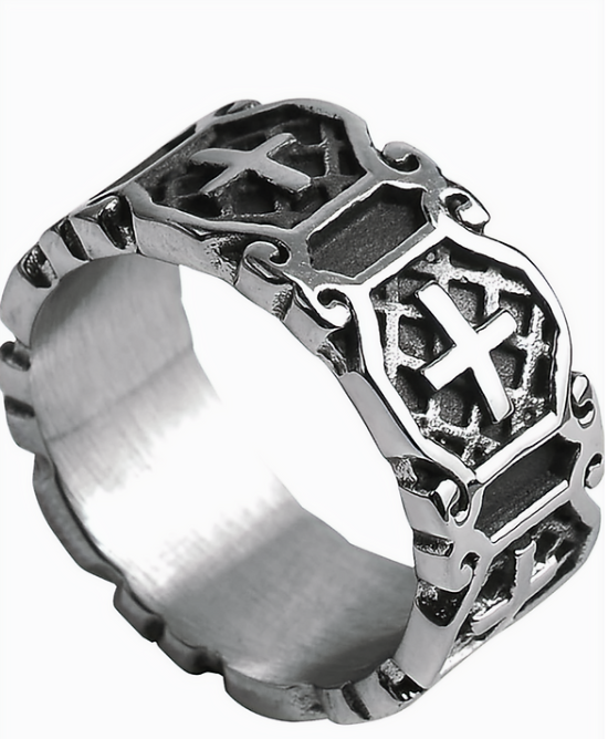 Gothic Christian Cross Band Ring