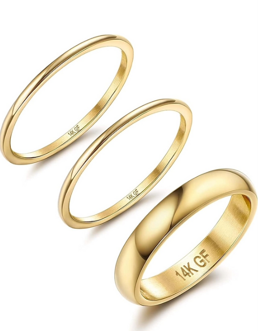 Set Of 3 Stainless Stell  14 GF Rings