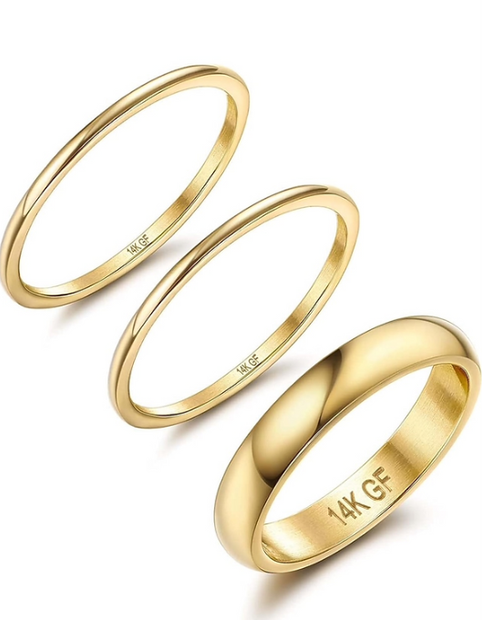 3-Piece Stackable Ring Set – 14k Gold-Filled Stainless Steel