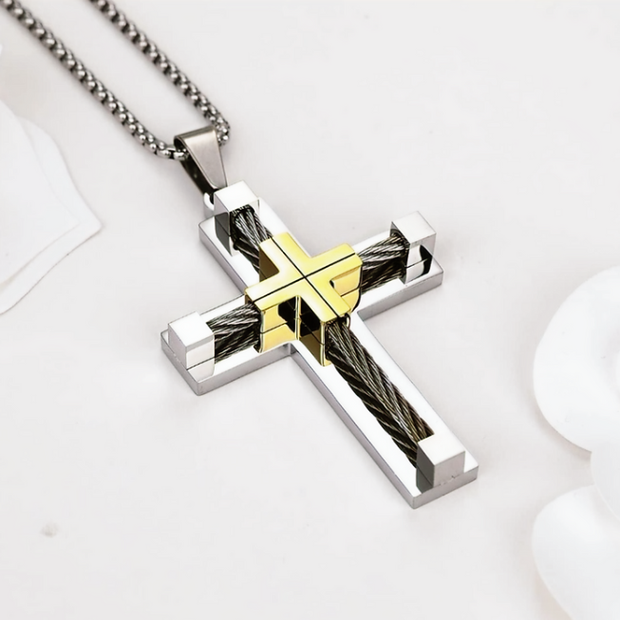 Large Stainless Steel Cross Pendant – 6cm Durable Faith Necklace