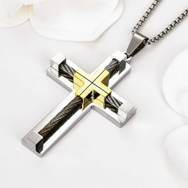 Large Stainless Steel Cross Pendant – 6cm Durable Faith Necklace