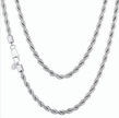 Silver chain necklace on a white background