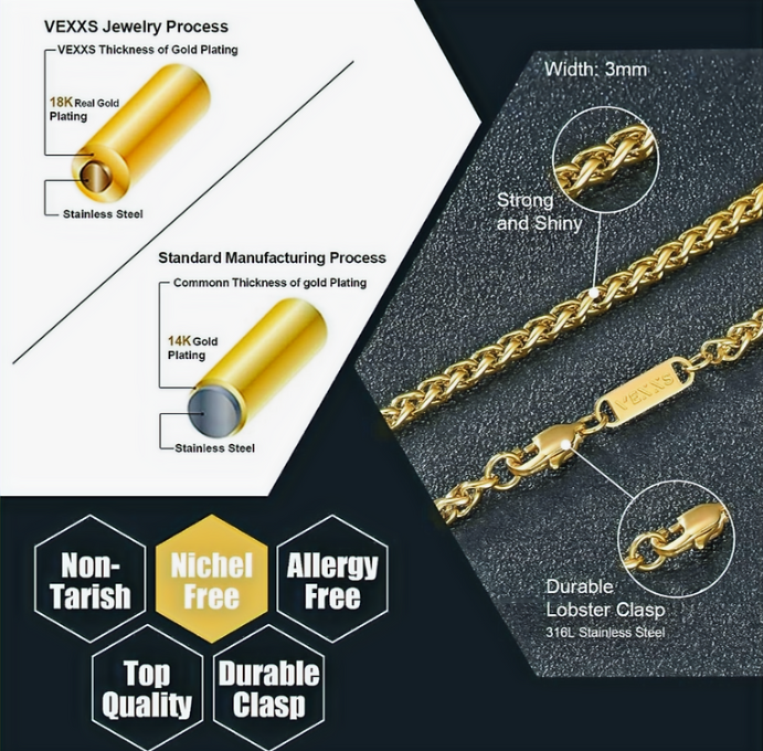 VEXXS Stainless Steel Chain 4 mm