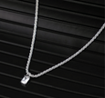 Sparkling Rectangular Crystal Pendant Necklace – 44cm Stainless Steel