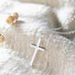 Classic Silver-Tone Cross Pendant – Adjustable Stainless Steel Necklace