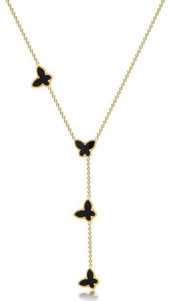 16" 18K Gold Plated Butterfly Lariat – Dainty Y-Necklace