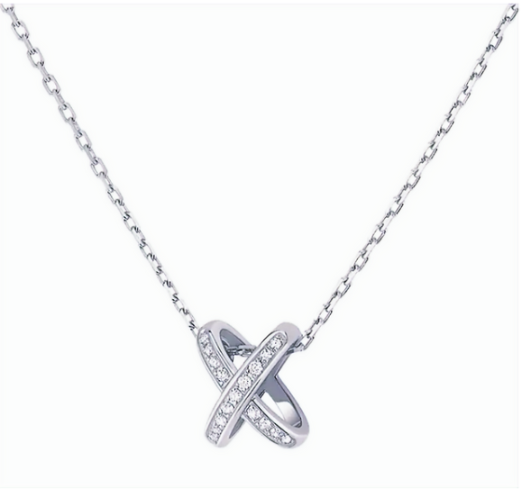 Sparkling X-Shape Pendant Necklace – Elegant Crystal Cross-Over
