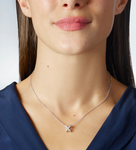 18K GP Stainless Steel X-Shape Pendant Necklace 1 mm