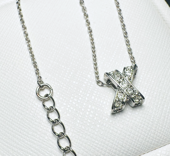 18K GP Stainless Steel X-Shape Pendant Necklace 1 mm