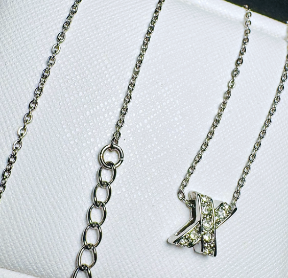 18K GP Stainless Steel X-Shape Pendant Necklace 1 mm