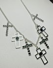 Edgy Silver-Tone Multi-Cross Pendant Necklace