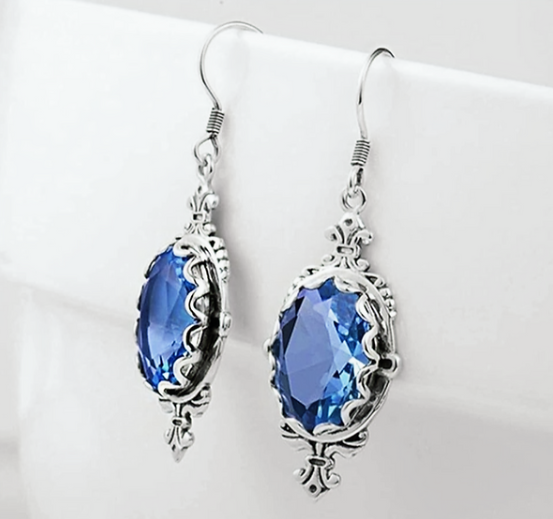 Vintage Blue Sapphire Dangle Earrings