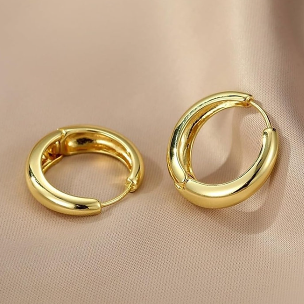Minimalist Small Gold-Tone Hoop Earrings – Stainless Steel