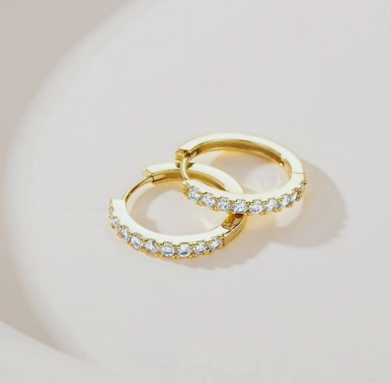 Sparkling CZ Small Hoop Earrings.
