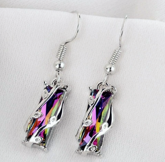 Stunning Colorful Zirconia Dangle Earrings
