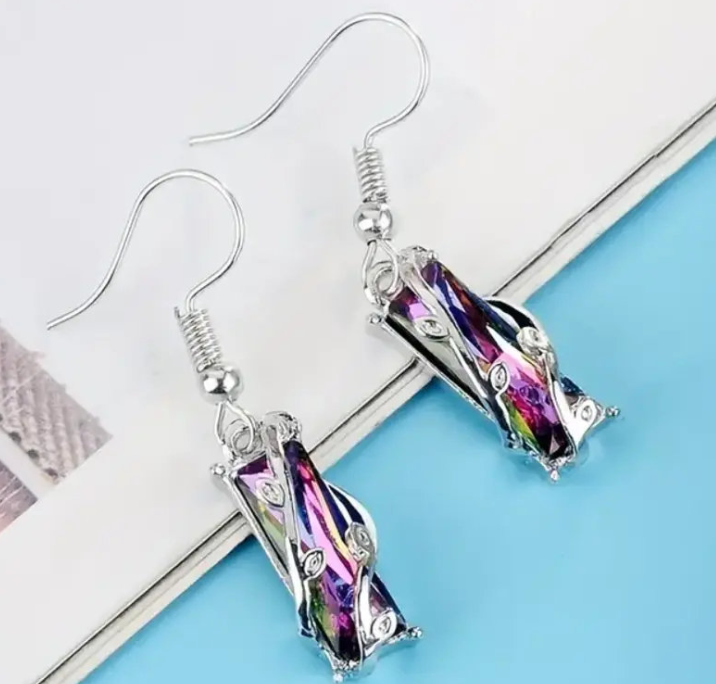 Stunning Colorful Zirconia Dangle Earrings